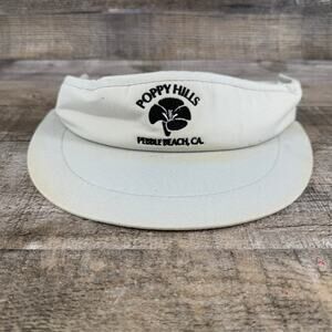 Poppy Hills Golf Visor Pebble Beach CA White Hat Cap Adjustable